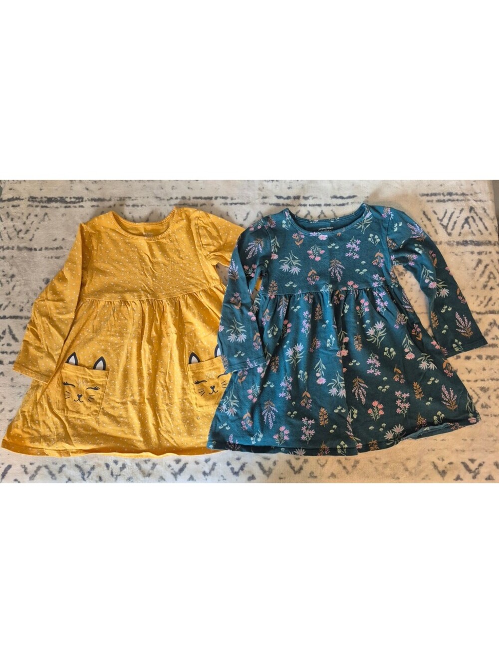 Jumping Beans All-Day-Play Dresses for Toddler Girls 2T - Yellow Polka Dot & Tea